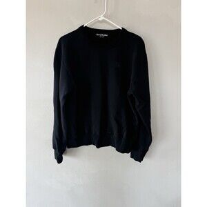ACNE STUDIOS Faise Crewneck Sweatshirt Black 100% Cotton Large L Unisex Women’s